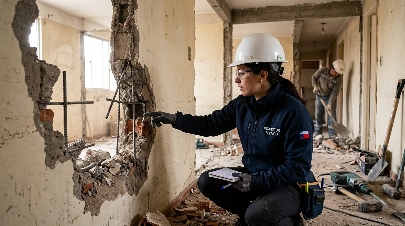 Construir sin permiso: profesional técnico realizando un levantamiento de medidas en la fachada de una vivienda existente para su