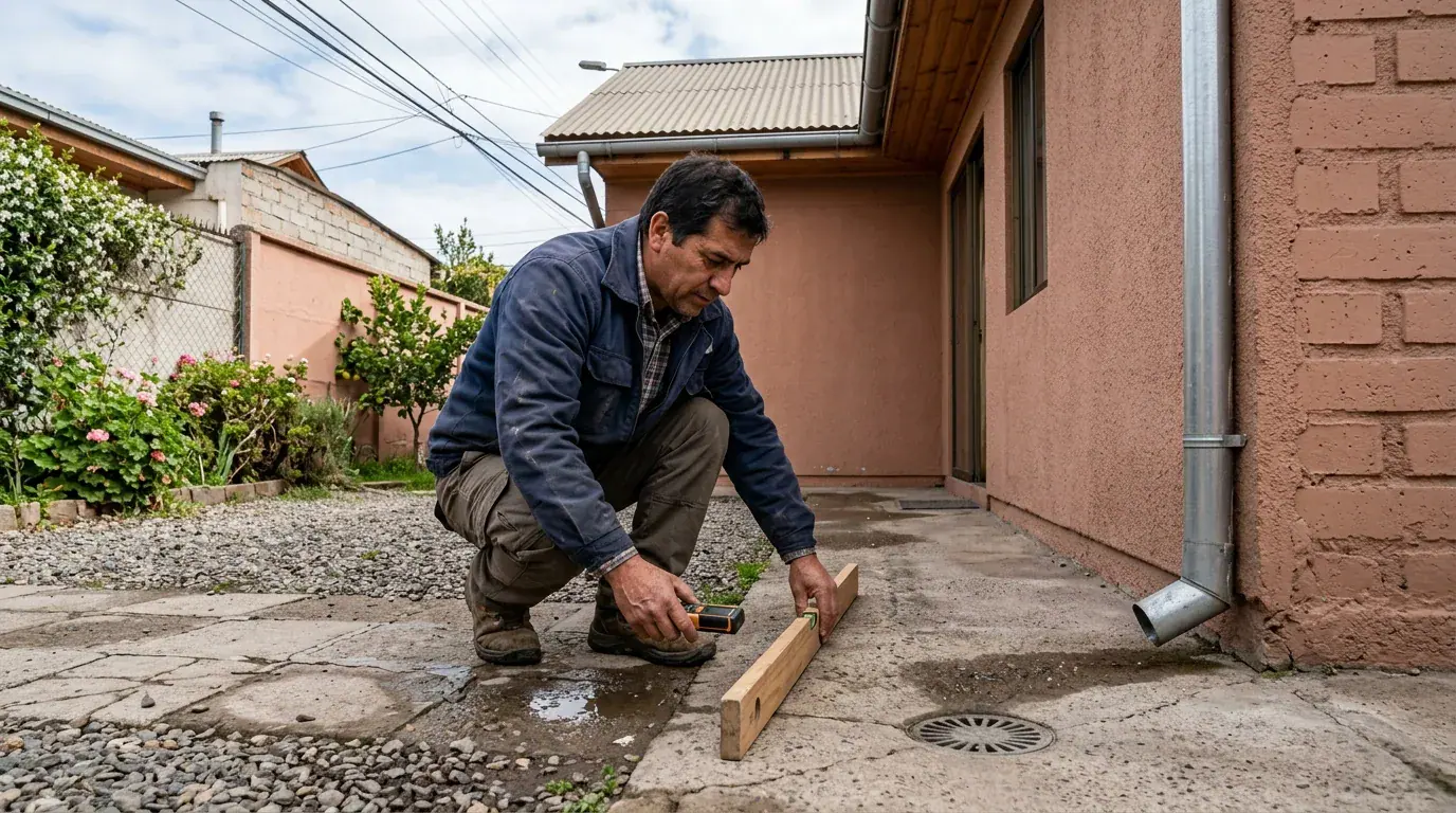 El contratista no cumplió: huincha de medir extendida sobre un tramo de muro ejecutado verificando la longitud construida.