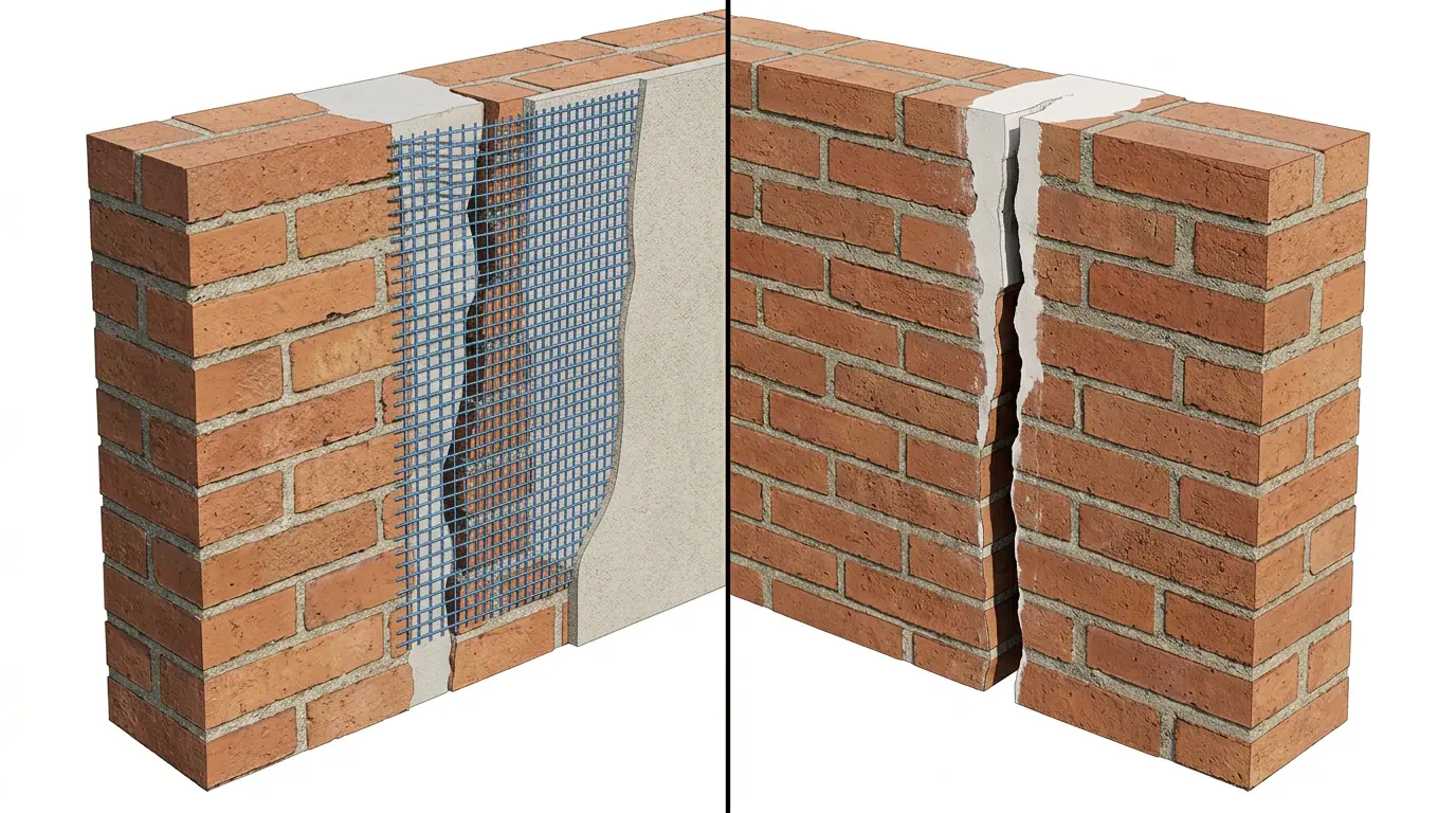 Reparación bien hecha: medición del contenido de humedad con higrómetro sobre un muro ya reparado