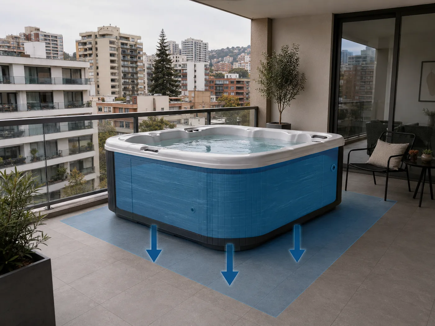 Un caso que no encaja: opinión técnica independiente: un spa de hidromasaje instalado en la terraza de un departamento